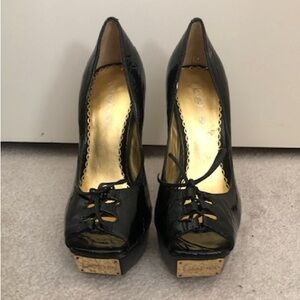 Bebe Square Tie Heels